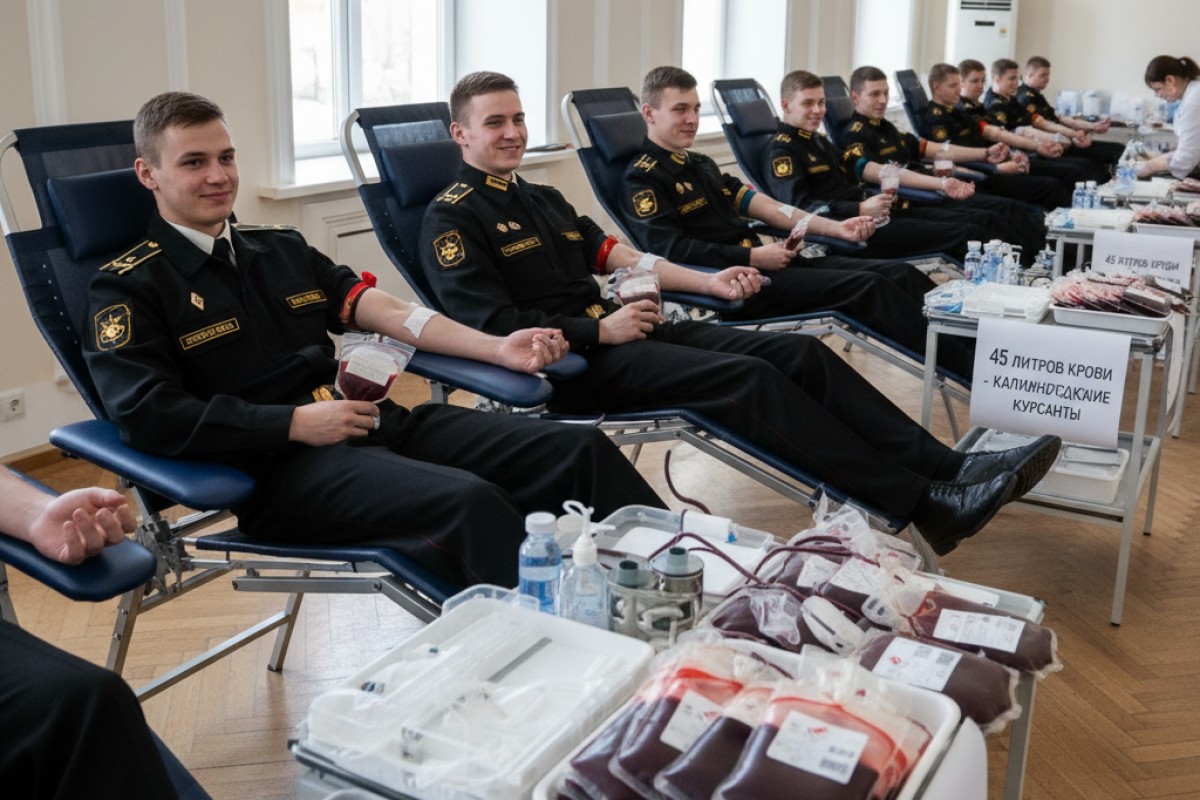 Курсанты Балтийского училища в Калининграде передали 45 литров крови и вступили в регистр доноров